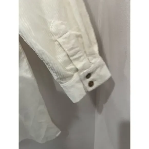 Madewell Cream Corduroy Shirt Dress Mini Casual Neutral Size Medium - Picture 9 of 9